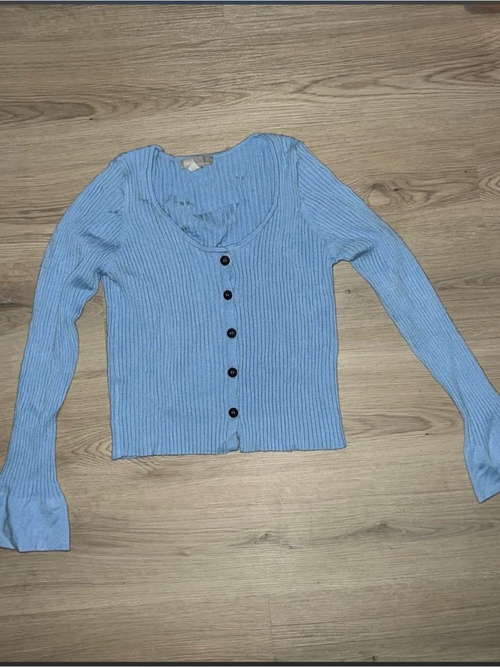 ASOS Light Blue Ribbed Cardigan Size 12 – Button Front, Flared Cuffs